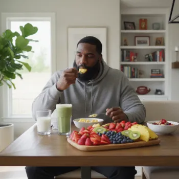 Derrick eating healthy meal