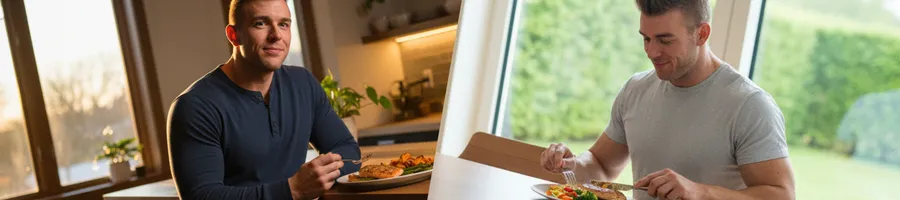 Derek eating a healthy meal