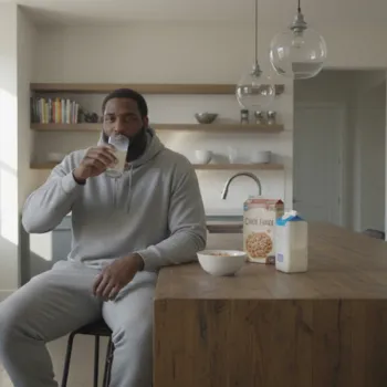 Derrick drinking protein shake