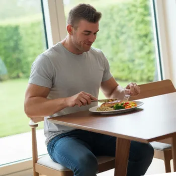 Derek eating a healthy diet for a meal