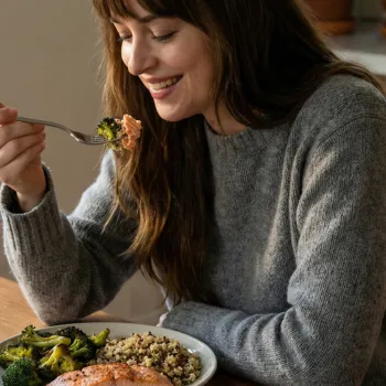 Dakota eating healthy dinner