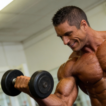 Greg Doucette doing barbell curls