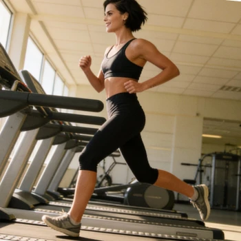 Jaimie Alexander running on a treadmill