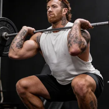 Kenny doing a squat in the gym