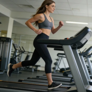 Natalia Dyer doing cardio