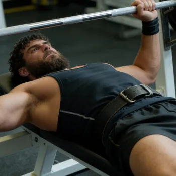 Ross doing a bench press