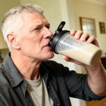 Stephen Lang drinking whey protein
