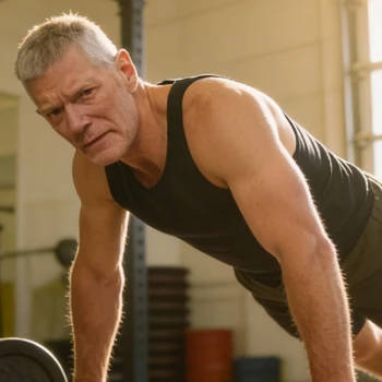 Stephen Lang working out at home