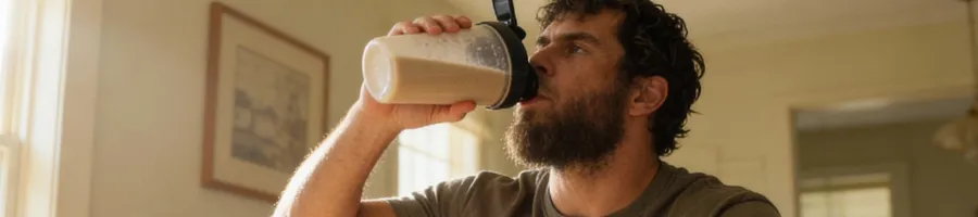 Ross drinking his protein shake