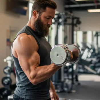 Liver King doing a bicep curl