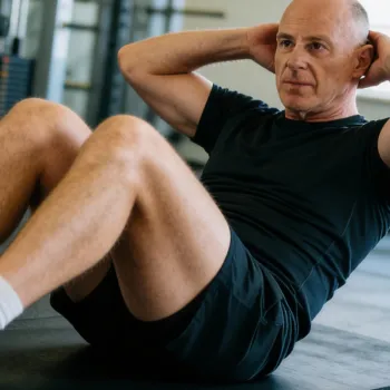 David doing ab crunch in the gym