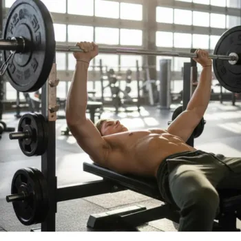 Alex doing a bench press workout