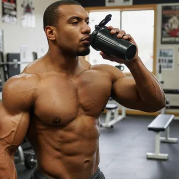 Larry drinking BCAA for workout