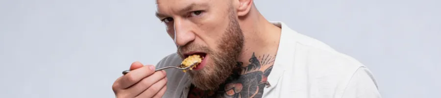 Connor eating a healthy meal