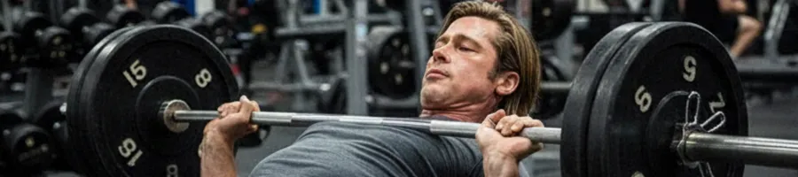 Brad pitt doing a bench press
