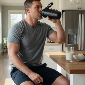 Alan taking protein shake