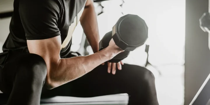 A man lifting a dumbbell