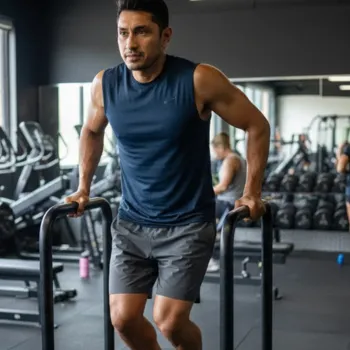 Tenoch doing a dip workout