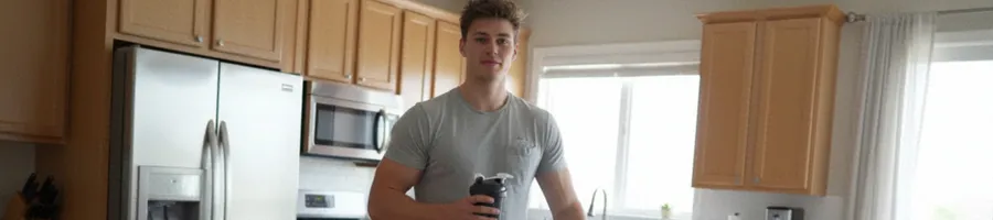 David taking his protein supplement