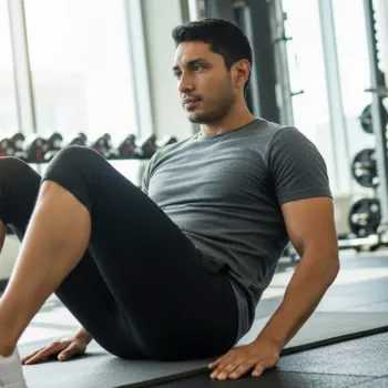 Tenoch doing an ab crunch workout