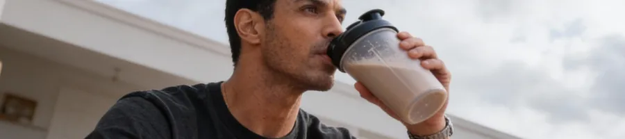 Jason taking his protein supplement