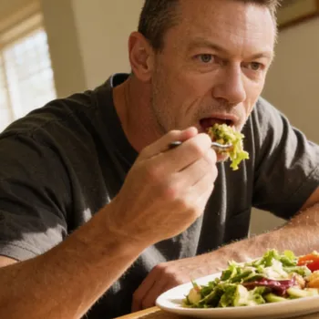 Luke Evans eating meal for his healthy diet