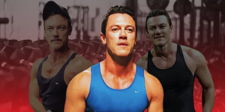 Luke Evans collage at the gym