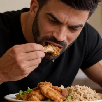 Sergi eating a healthy meal of protein rich foods