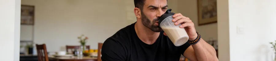 Sergi drinking protein shake
