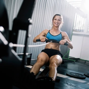 A woman was doing strength training