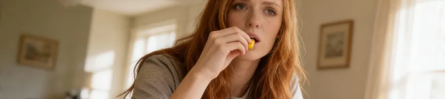 Karen having her supplement after meal