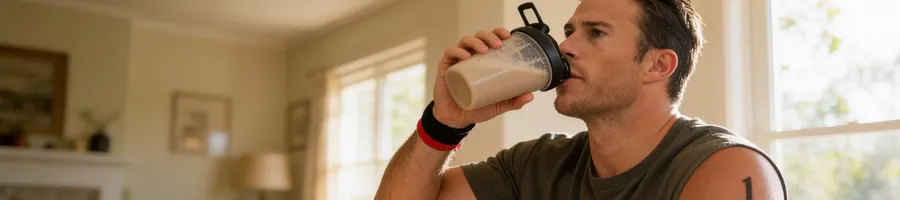 Scott taking his protein supplement