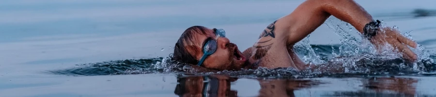 A man swimming in the sea