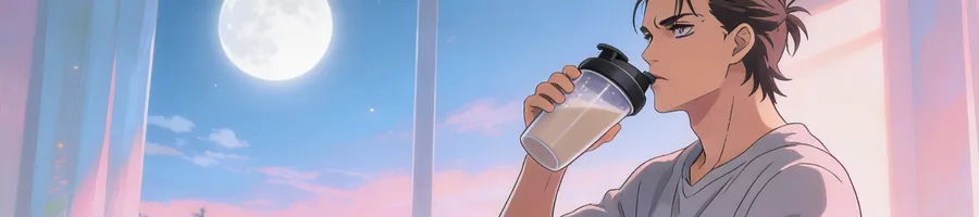 Eren taking his protein shake