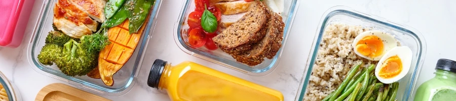A top view of healthy packed meal