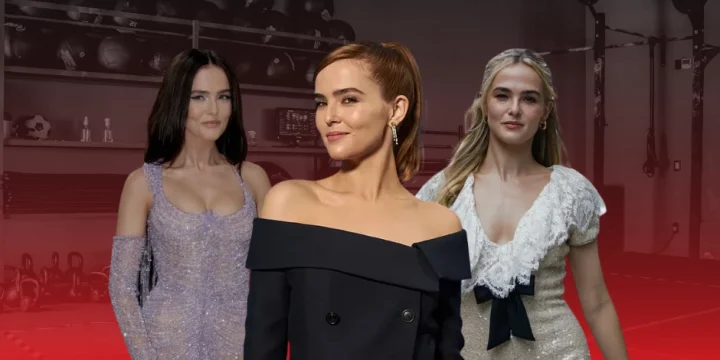 Zoey Deutch collage in the gym