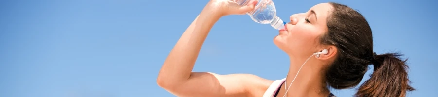 A woman drinking water