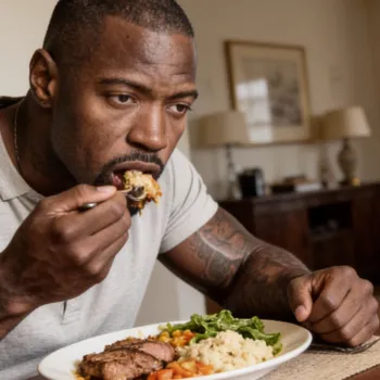 Mike eating a healthy meal