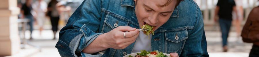 Kit Connor eating a healthy meal for lunch