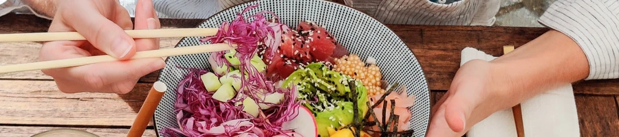 A person eating a healthy meal
