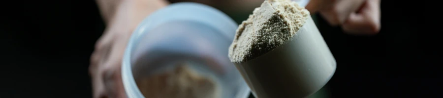 A scoop of protein powder