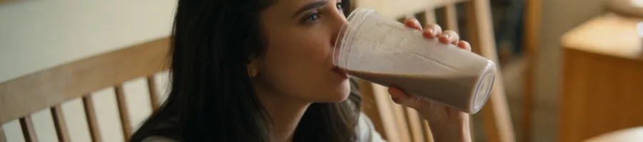 Nina drinking protein shake
