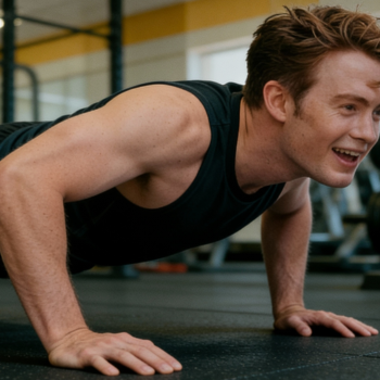 Kit Connor doing a push up workout in the gym