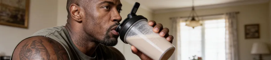 Mike taking a protein shake