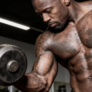 Mike doing a bicep curl workout in the gym