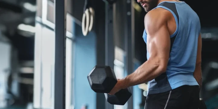A muscular man working out in the gym
