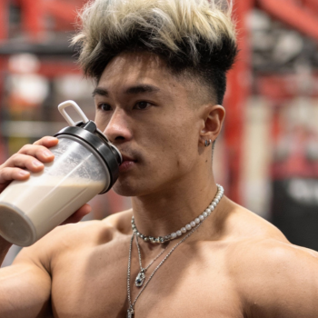 Nyle taking smoothie for a meal