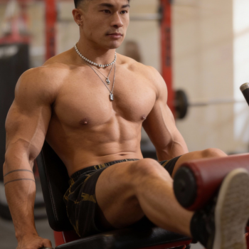 Nyle working out his legs