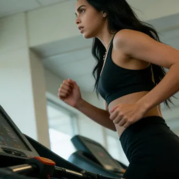 Melissa running on the treadmill in the gym