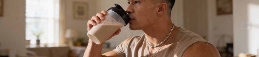 Nyle drinking protein shake